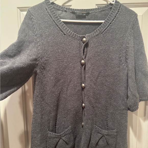 BCBGMaxAzria Gray Knit Short Sleeve Cardigan Sweater - Picture 5 of 10